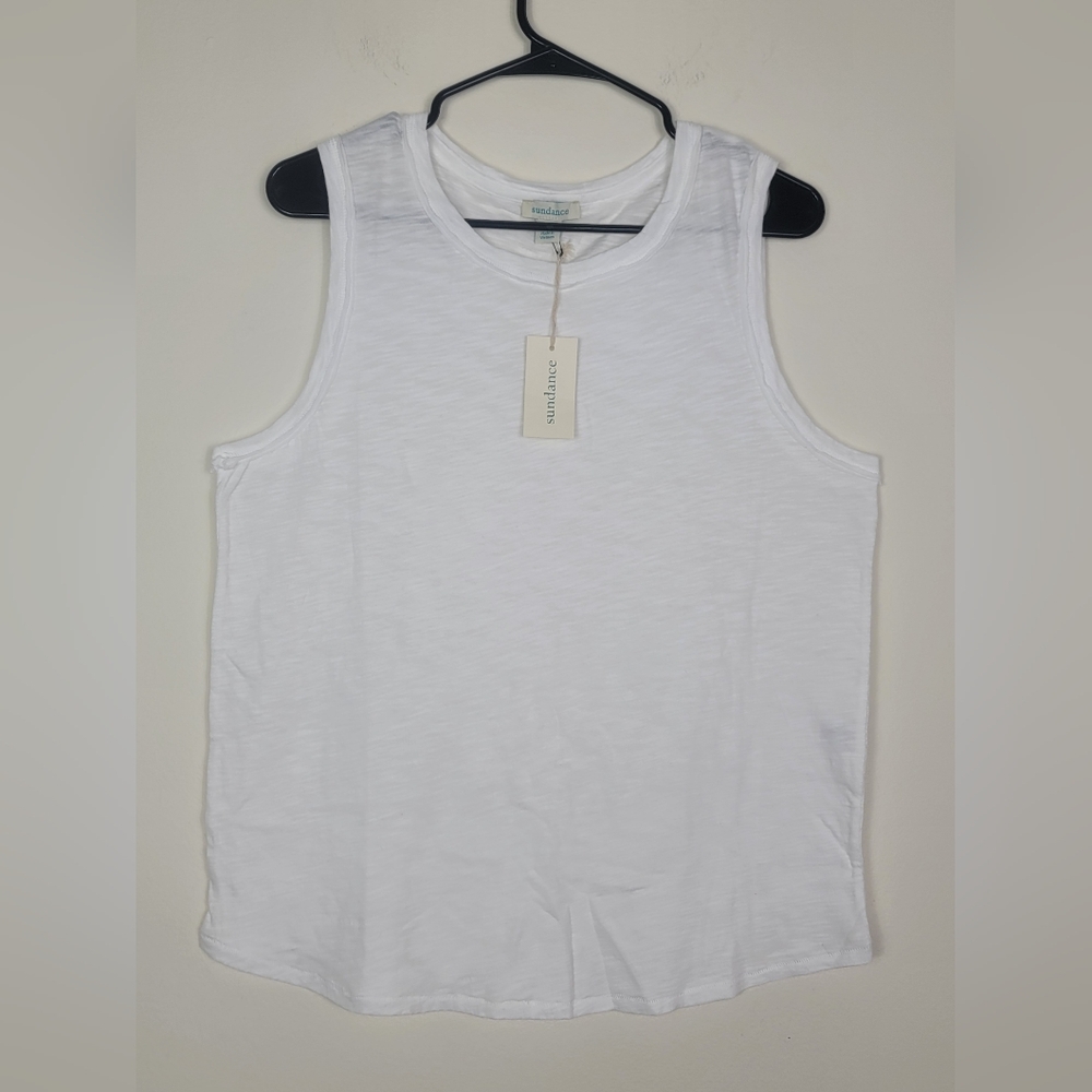 NWT Sundance White Sleeveless Tank Top Womens Sz M 100%Cotton Minimalist Capsule